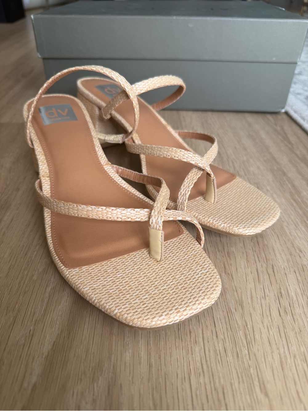 Dolce Vita Beige Strappy Square-Toe Sandals